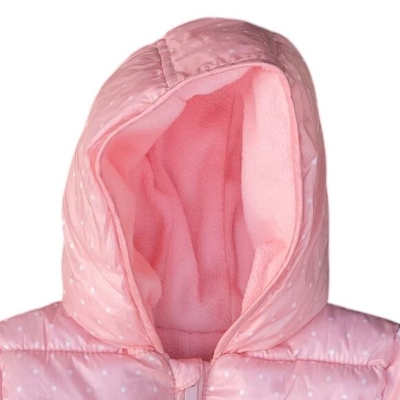 Old Navy Baby Polka Dot Quilted Snowsuit Sz 6-12mos Pink One-Piece Winter Girly - Picture 2 of 13